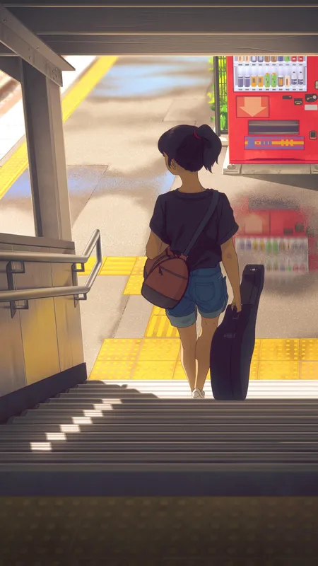 动漫 女孩 地铁 手机壁纸 4K壁纸