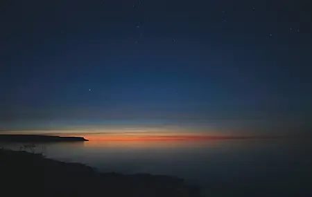 日落 水 星夜 风景 星星 4K壁纸