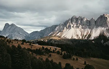 风景 自然 山脉 森林 云 雪 4K壁纸