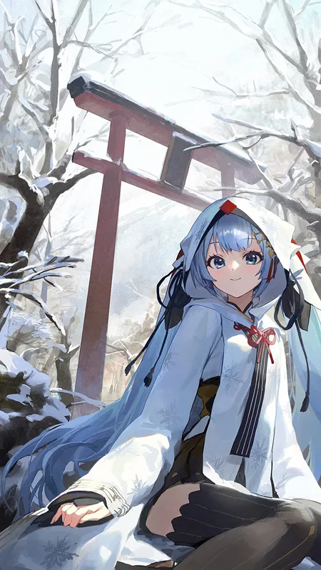 莫西 艺术家 动漫 动漫女孩 冬天 鸟取 雪 小提琴 初音 由纪 4壁纸