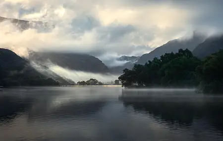 湖 风景 威尔士 自然 云 薄雾 天空 水