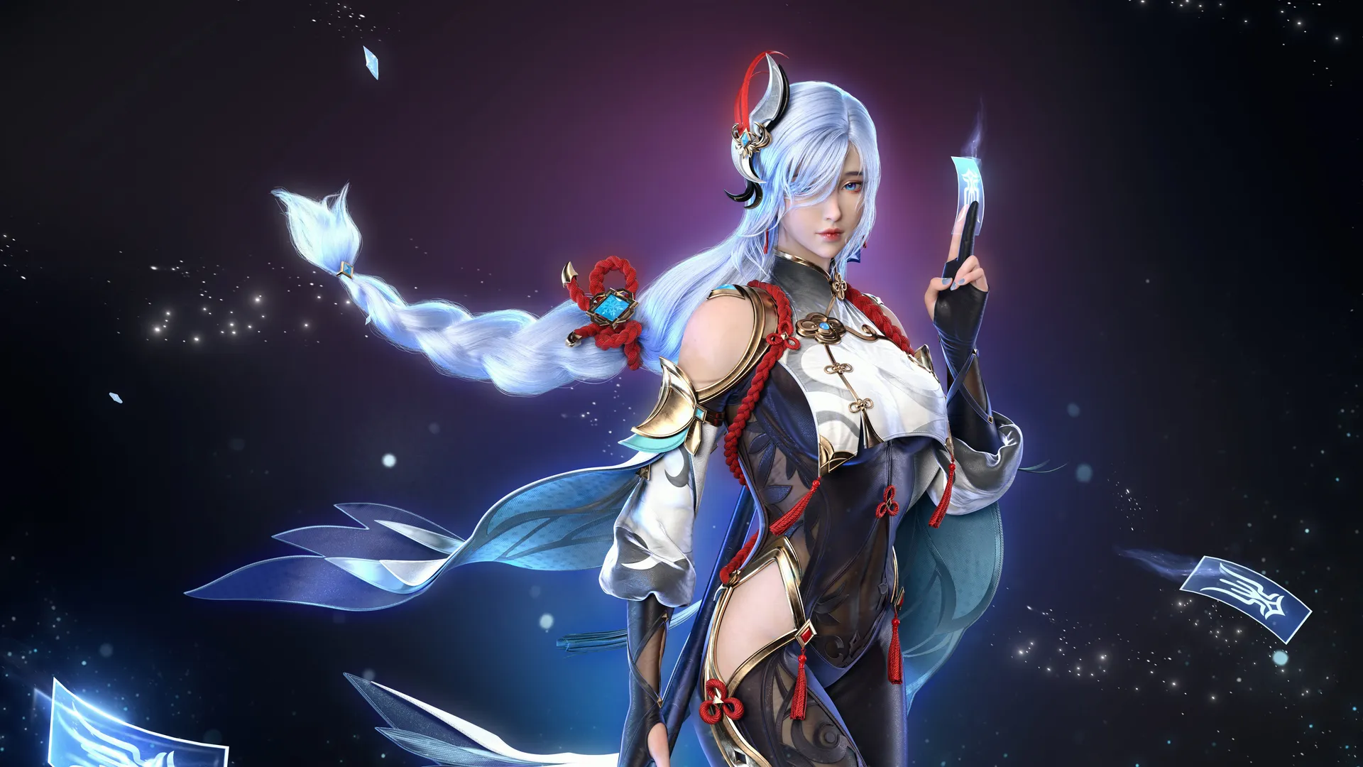 原神 游戏人物  游戏造型  拿符咒的女人  