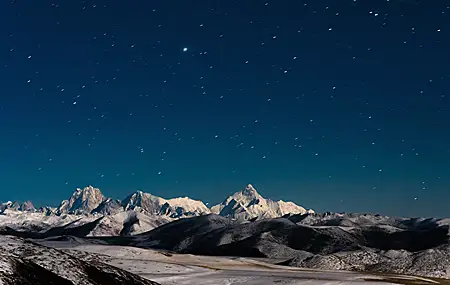 风景 星星 雪 山脉 繁星之夜 自然 