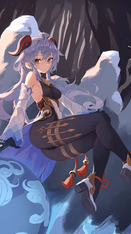  原神 紧身衣 漂浮 棕色眼睛 赣语 原神 紧身衣 号角 动漫女孩 手机壁纸 4K壁纸
