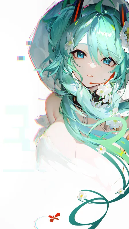 长发 蓝头发 蓝眼睛 动漫 动漫女孩 初音 小提琴 手机壁纸 4K壁纸