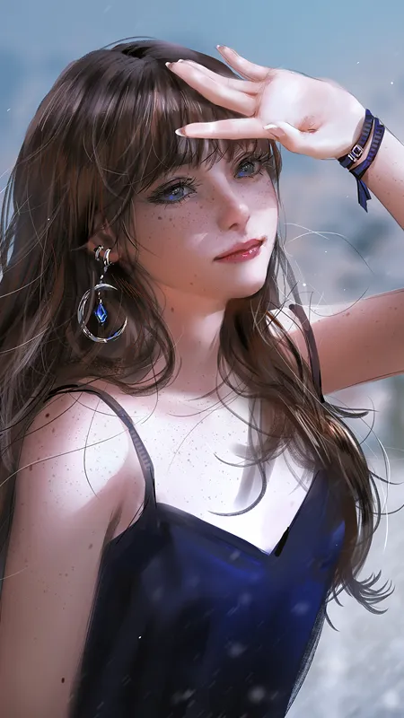 梦幻女孩 女人 女孩子 深色头发 绘画 梦幻艺术 珠宝 手机壁纸 4K壁纸