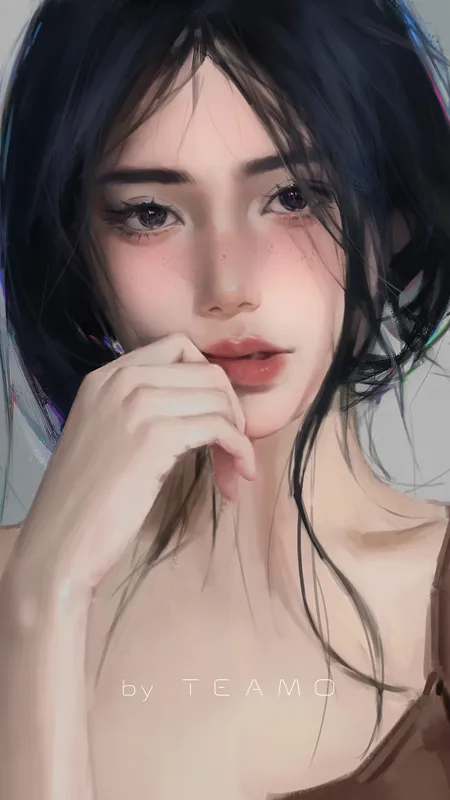 亚洲 女性 观看者 长发  白色背景 肖像显示 手机壁纸 4K壁纸