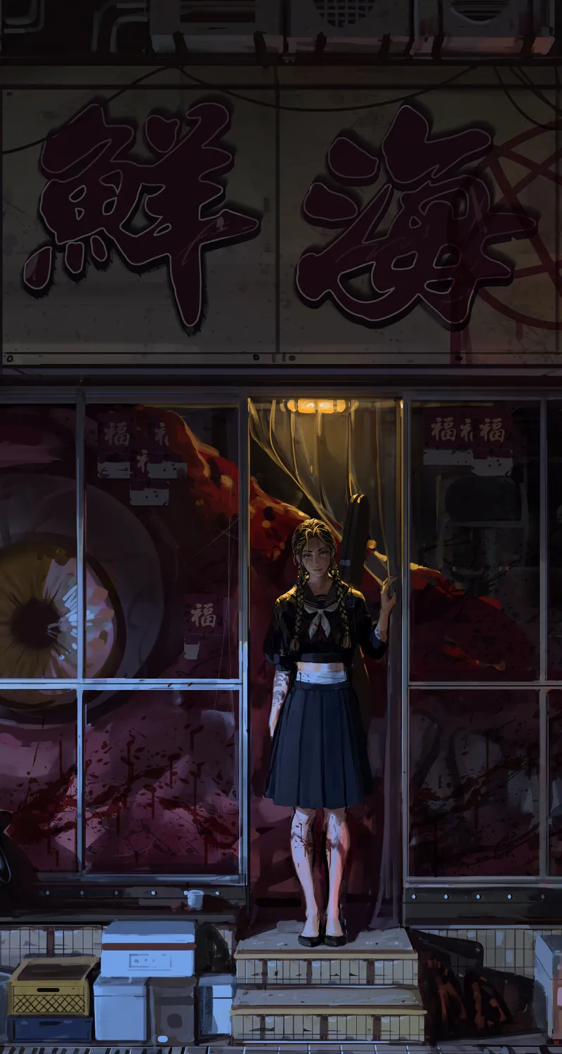JK 女人 生物 辫子 人物 校服 绘画 女孩 手机壁纸 4K壁纸