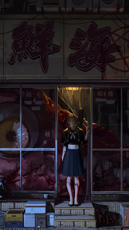 JK 女人 生物 辫子 人物 校服 绘画 女孩 手机壁纸 4K壁纸