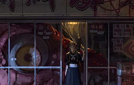 JK 女人 生物 辫子 人物 校服 绘画 女孩 手机壁纸 4K壁纸