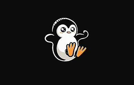 卡通 极简主义 黑色背景 插图 吉祥物 图标 剪影 现代 简单背景 企鹅 4K壁纸