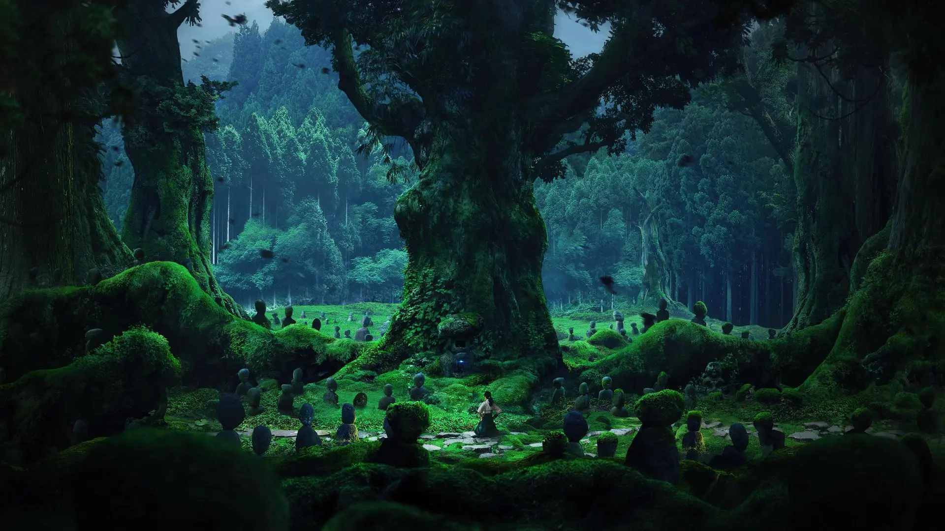 AI艺术 树木 平静 森林 自然 