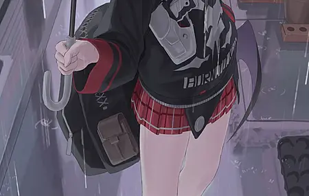 蔚蓝档案 雨伞 动漫女孩 双色调头发 雨 裙子 背包 萝莉 4壁纸