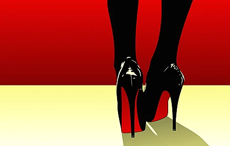 脚 红色 黄色 黑色 向量 鞋子 极简主义 高跟鞋 鲁布托 细高跟鞋 