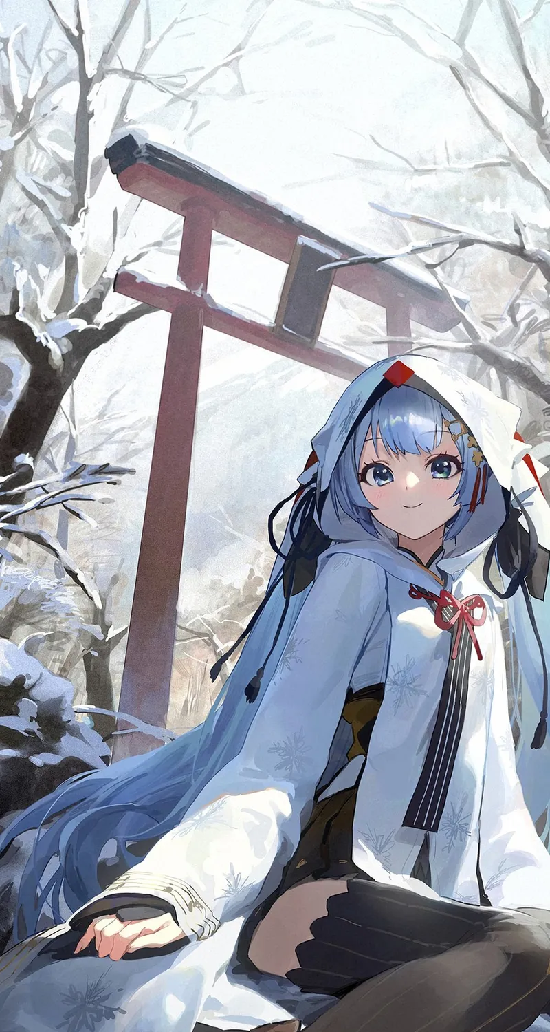 莫西 艺术家 动漫 动漫女孩 冬天 鸟取 雪 小提琴 初音 由纪 4壁纸