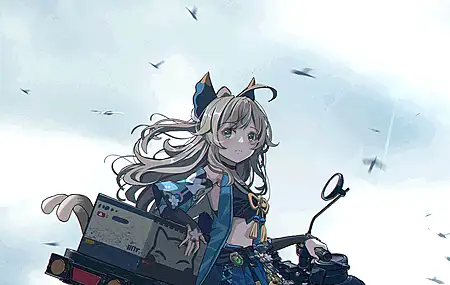 猫女孩 金发女郎 绿眼睛 目光移开 原神 基拉拉 原神 动漫 动漫女孩 猫耳朵 迷你裙 摩托车 田野 本田 雨 本田 天空 云 车辆 山 水印 4壁纸