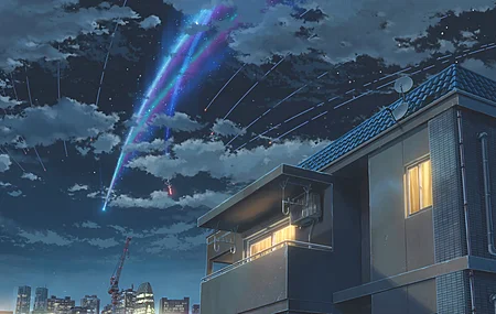 新海诚 小野娜娃 动漫 新宿 建筑 城市 管道 管道 天线 卫星天线 夜晚 人造灯光 窗帘 彗星 云彩 房屋 东京 建筑 起重机 机器 