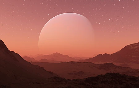 山脉 行星 月球 恒星 风景 科幻小说 太空 火星 薄雾 