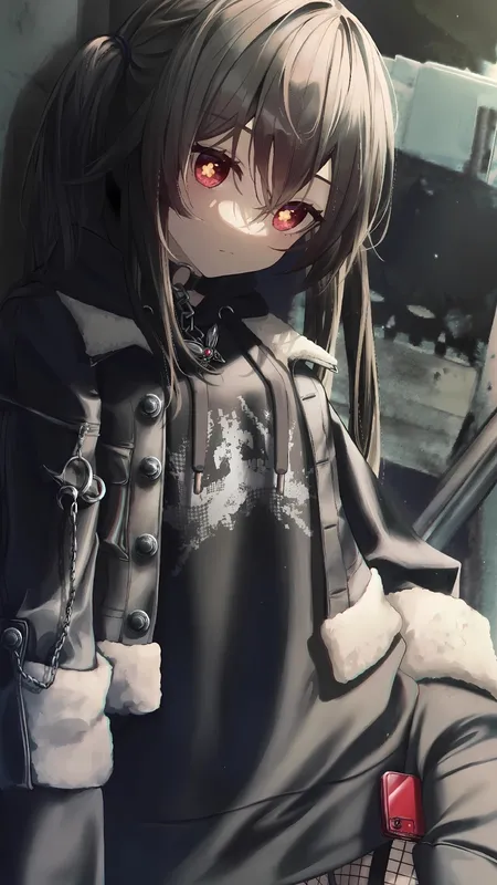 长发 胡桃 原神 看观众 动漫 动漫女孩 原神 渔网 双尾 吊袜带 长袜 手机 4壁纸