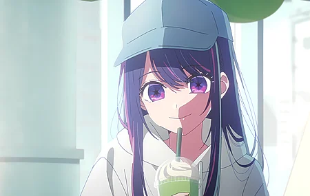 微笑 留着长发 动漫女孩 明星眼睛 饮料 帽子 双色调头发 星野爱 