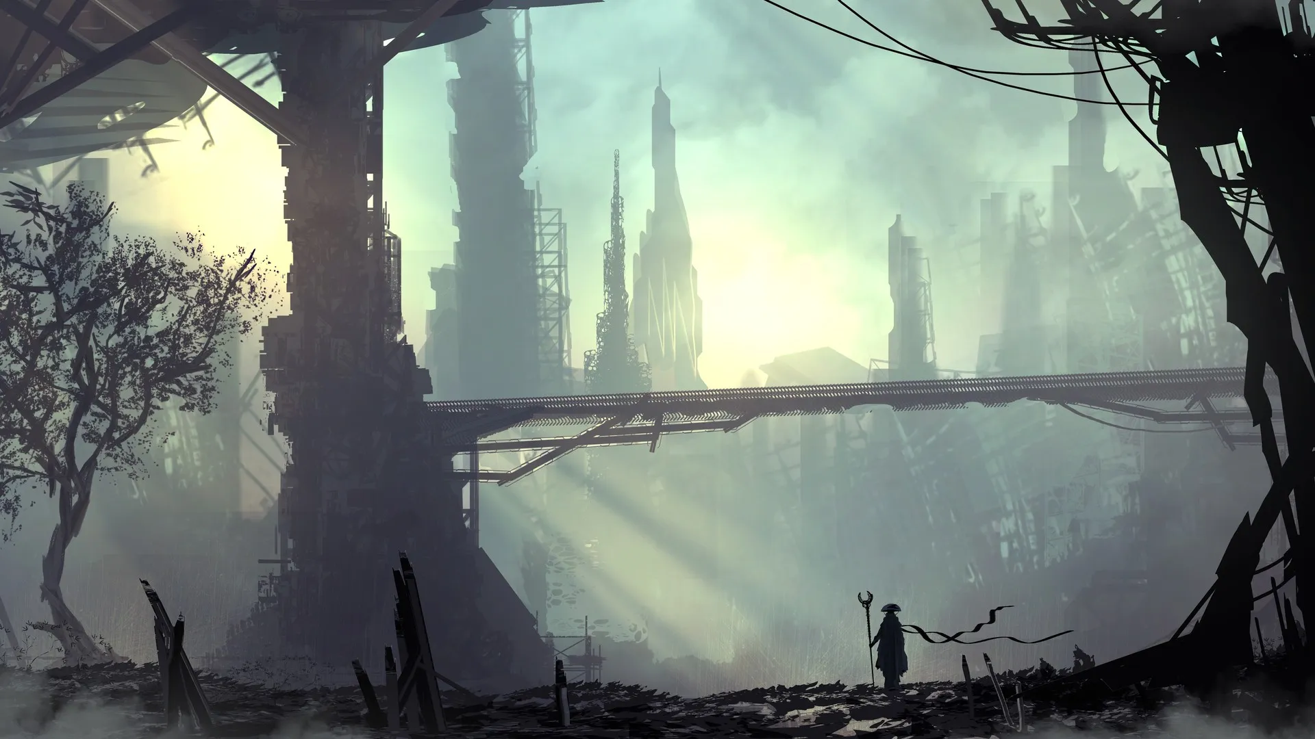 魔术师忍者 赛博朋克 未来主义 废墟 科幻小说 邪恶艺术 