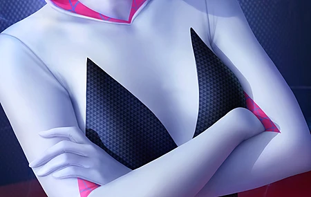 格温·史黛西 双臂交叉 维克莉亚 女人 蜘蛛格温 漫威漫画 服装 超级英雄 面具 图片 绘画 兜帽 扇子艺术 4壁纸