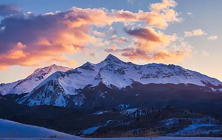 云 自然 冬天 雪 日落 科罗拉多州 风景 森林 田野 山口 夕阳辉光 山脉 
