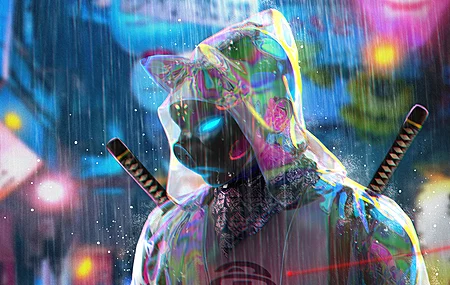 战士 杨拓 科幻 雨 赛博朋克 霓虹灯 屏幕截图 