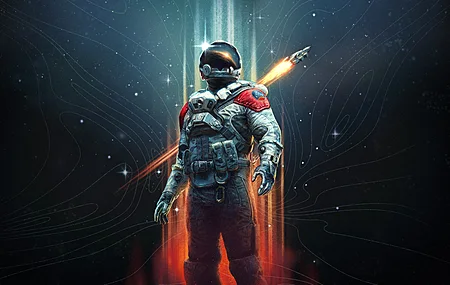 游戏CG艺术 AI艺术 游戏CG 贝塞斯达软件 简单背景 极简主义 头盔 宇航服 