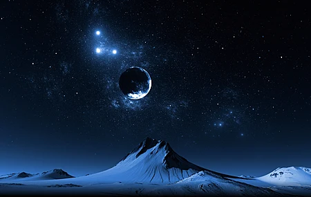 催眠 AI艺术 插图 自然 夜景 风景 伽利 星星 山脉 天空 行星 