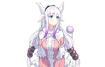 蓝眼睛 长发 白色背景 头带 小林家的龙女仆 素描 动漫女孩