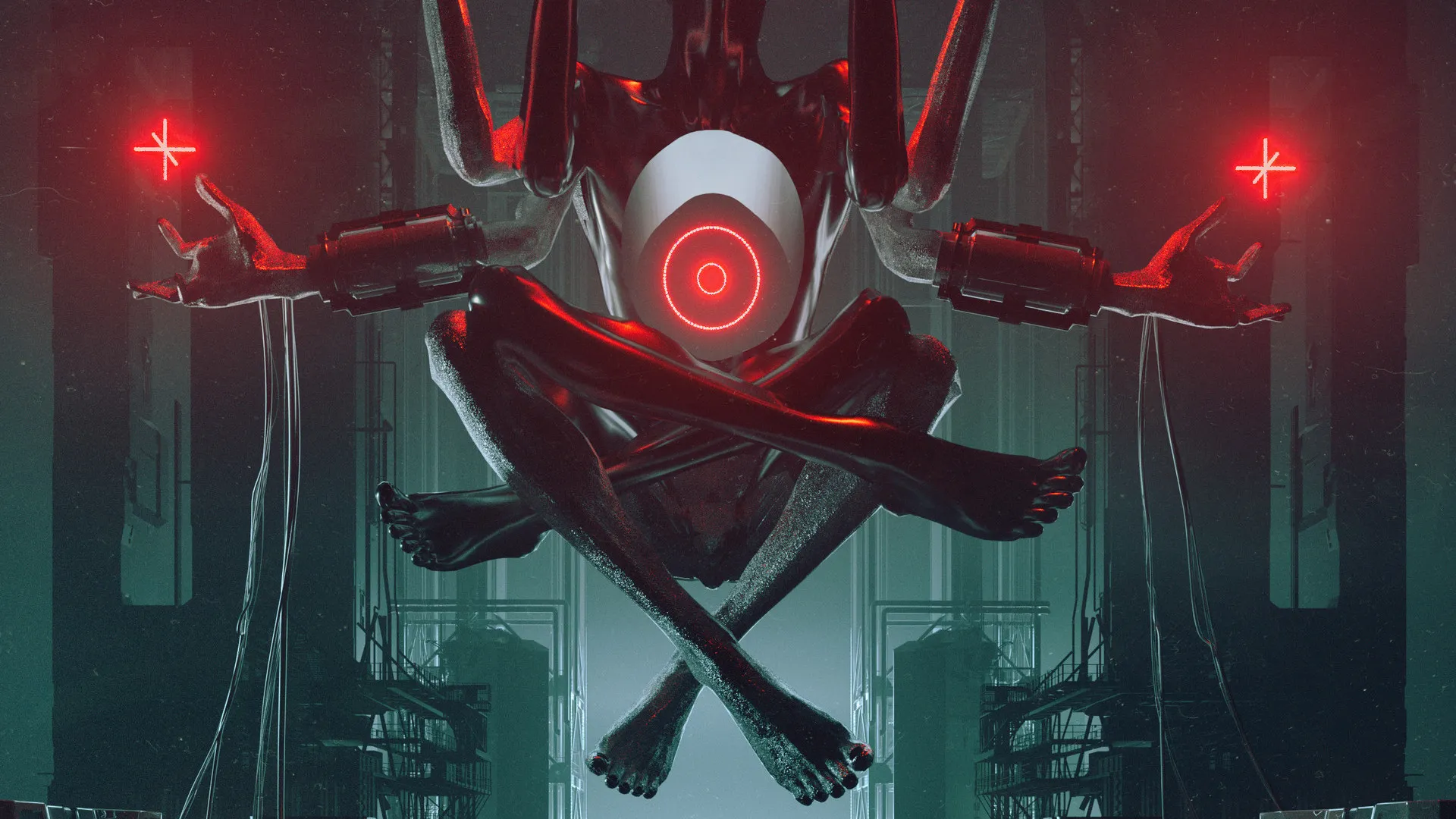 AI艺术 霓虹灯 超现实主义 奇幻艺术 未来主义 立方体 灯光 黑暗 科幻 