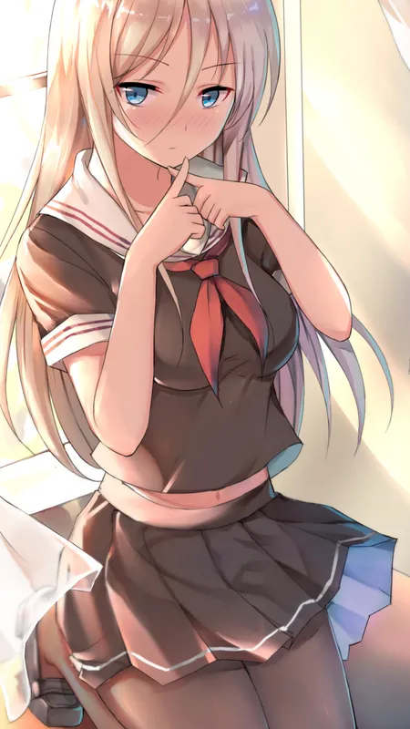 女学生 金发 蓝眼睛 动漫 动漫女孩 蔚蓝巷 蔚蓝巷 校服 连裤袜 