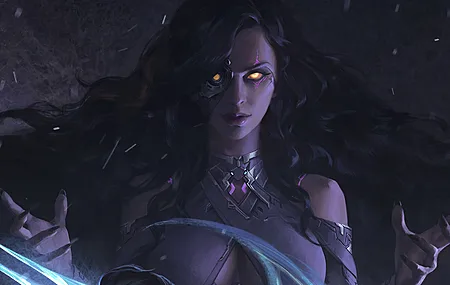 黑色的头发 妇女 幻想女孩 长发 幻想艺术 黄色的眼睛 