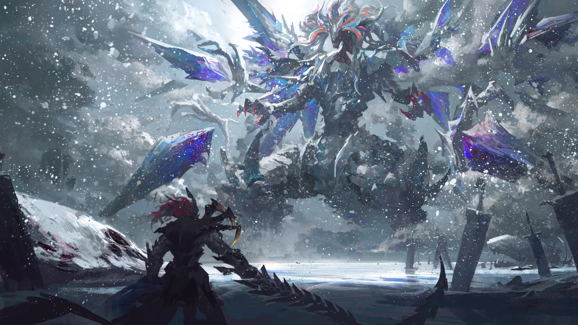 游戏王冰刃龙 龙 卡牌游戏 数码艺术 雪 