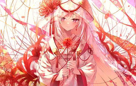  新娘 长发 金发 红眼睛 动漫 动漫女孩 虚拟 服装 