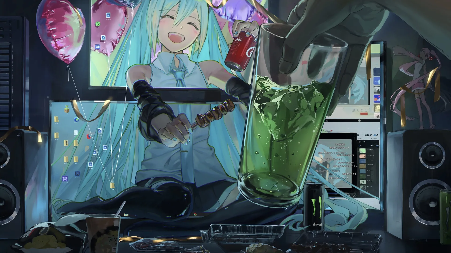 动漫 动漫女孩 初音 小提琴 显示器 