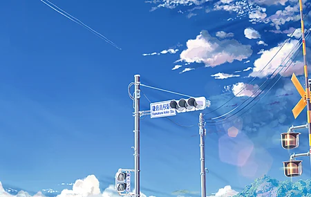 动漫 AI艺术 路灯 马路红绿灯 