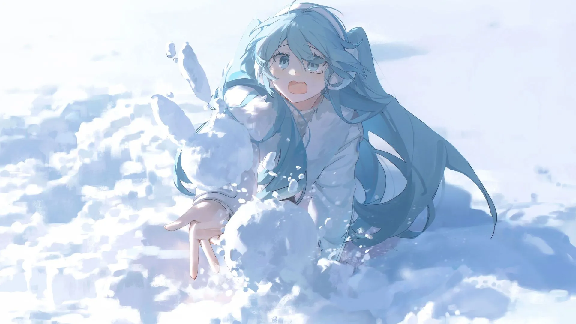  皮耶夫 动漫女孩  冬天 雪地哭泣的女孩