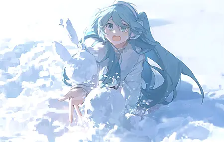  皮耶夫 动漫女孩  冬天 雪地哭泣的女孩