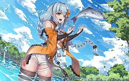 动漫女孩 高袜子 荒野  4K壁纸