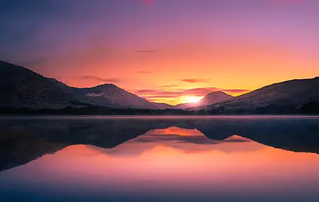 风景 日落 苏格兰 夜幕下的湖泊