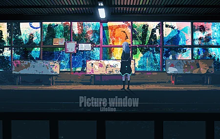 生命线 原创人物 长发 蓝色头发 动漫 动漫女孩 涂鸦 火车站 