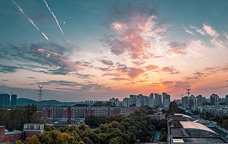 城市 日落 黄昏 云 建筑 