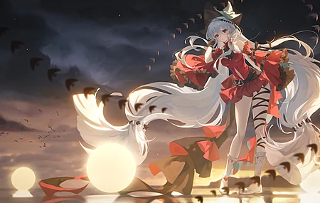 长发 红眼睛 白发 动漫 动漫女孩 帽子 神枪手 斯卡迪 