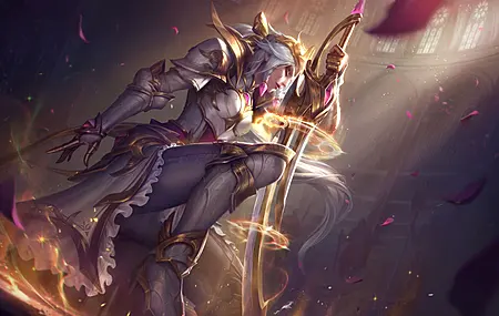 戴安娜王妃 英雄联盟 哥特式建筑 室内 剑 紧身盔甲 高跟鞋 