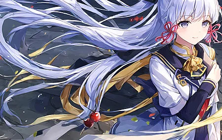 蓝头发 蓝眼睛 长发 动漫女孩 原神 龟里亚卡 花瓣 