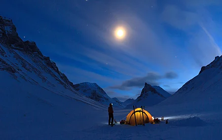 雪 帐篷 寒冷 山脉 