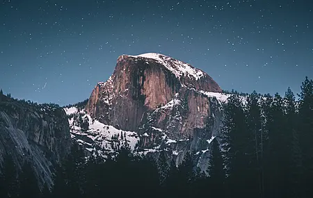 山景 森林 基本操作系统 夜晚 雪山 山脉 星星 
