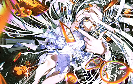  多色 黄色眼睛 黄色指甲 相机 眼镜 二次元